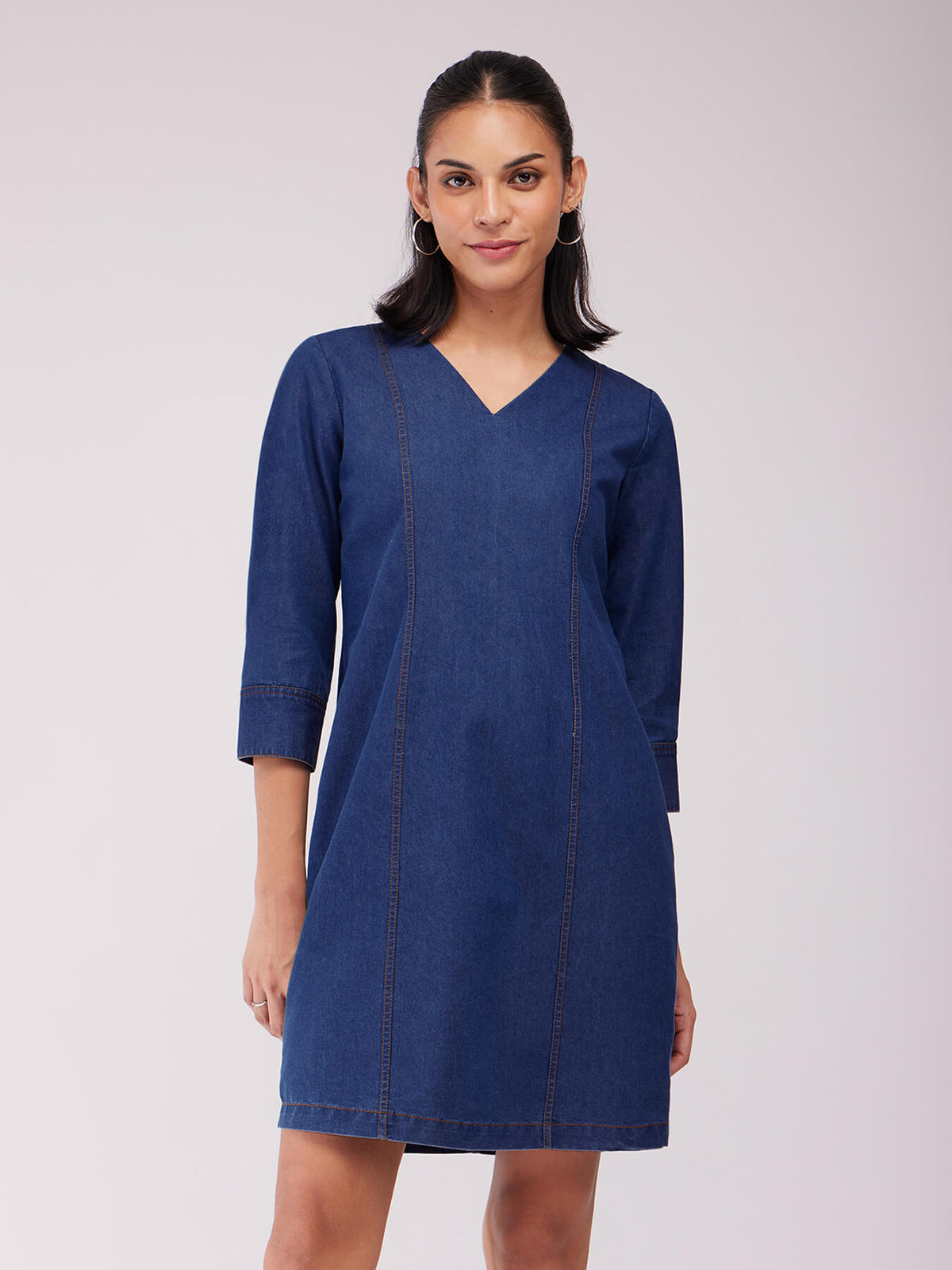 Denim Shift Dress - Blue