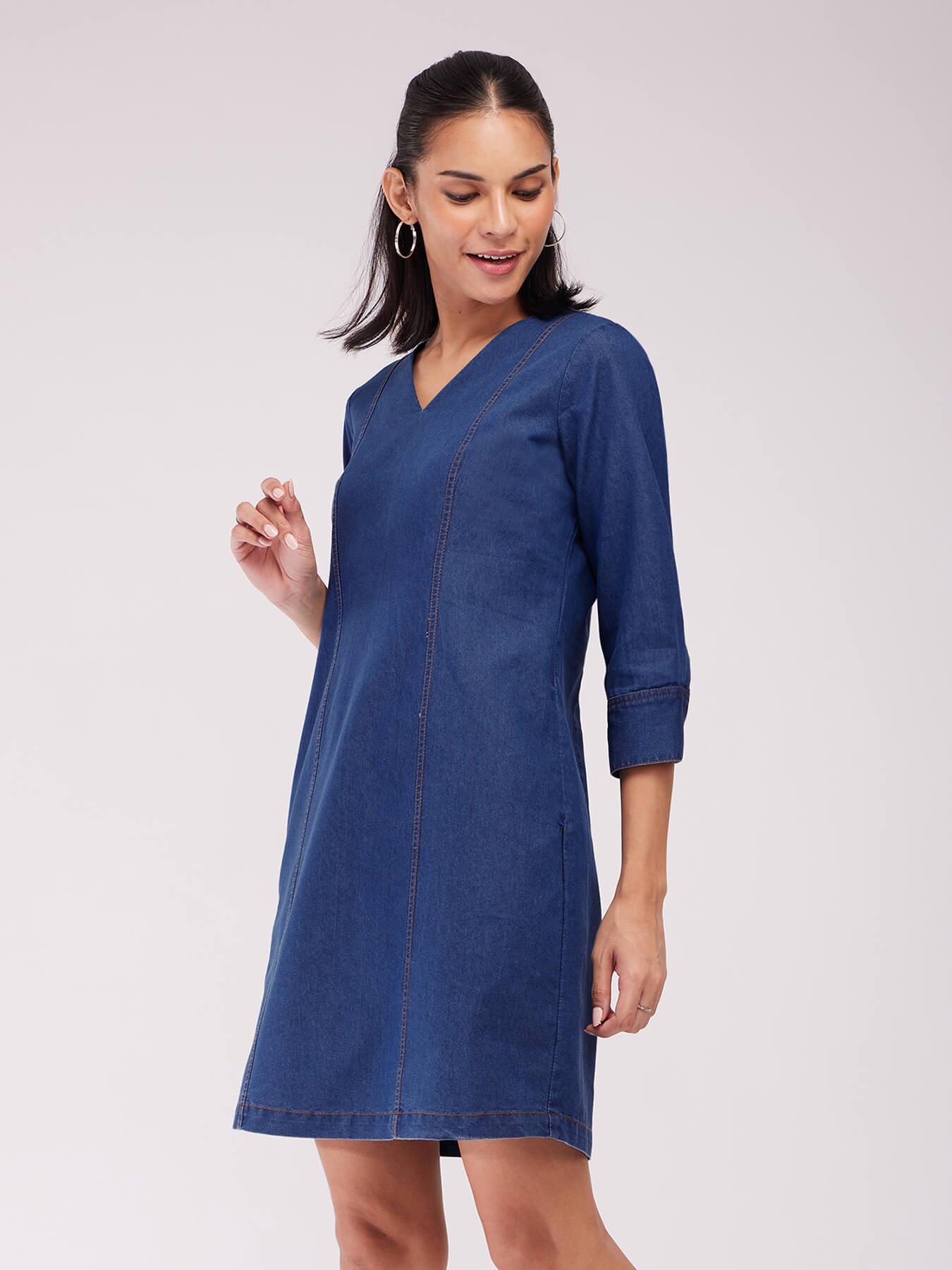 Denim Shift Dress - Blue