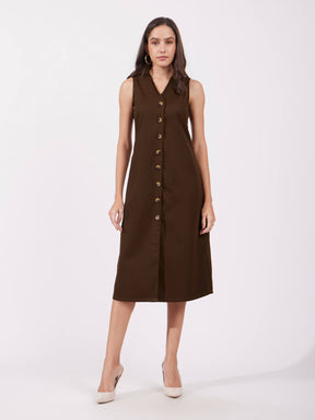 Shift Midi Dress - Brown