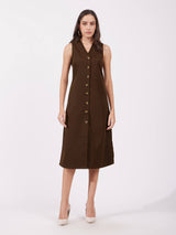 Shift Midi Dress - Brown