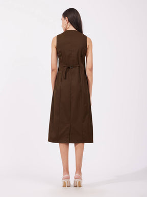 Shift Midi Dress - Brown