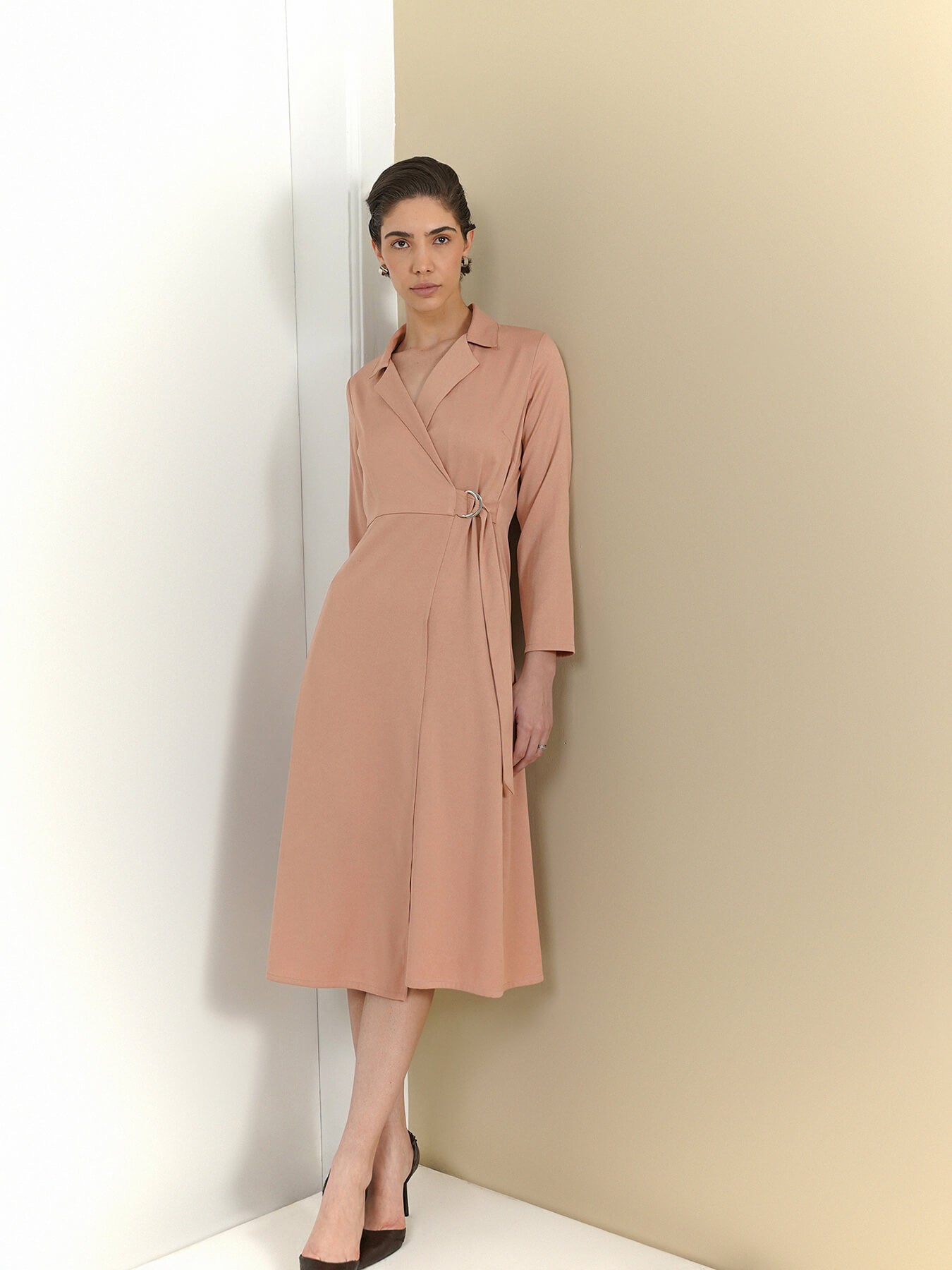 Wrap Midi Dress - Pink