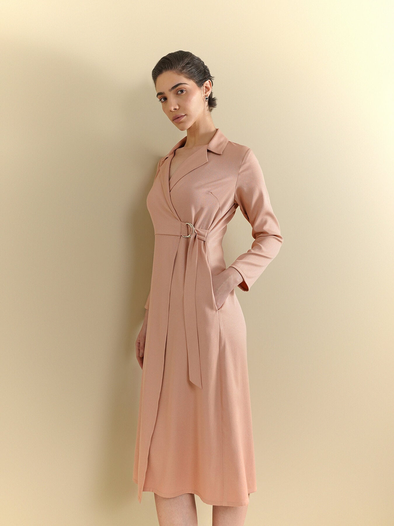 Wrap Midi Dress - Pink