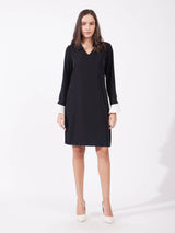 Ruffle Sleeves Shift Dress - Black And White