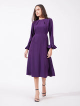 Fit And Flare Midi Dress - Purple