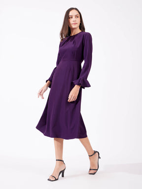 Fit And Flare Midi Dress - Purple