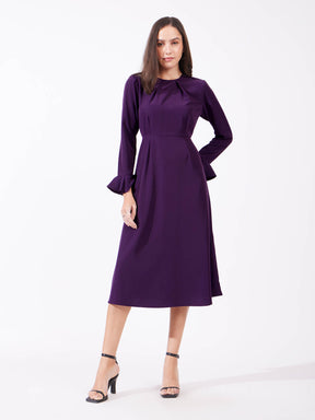 Fit And Flare Midi Dress - Purple