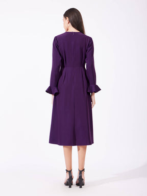 Fit And Flare Midi Dress - Purple