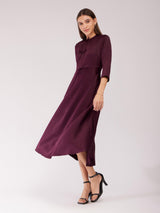 Fit And Flare Midi Dress - Maroon