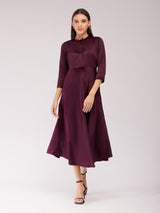 Fit And Flare Midi Dress - Maroon