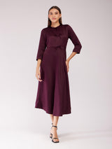Fit And Flare Midi Dress - Maroon