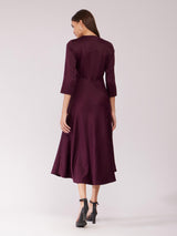 Fit And Flare Midi Dress - Maroon