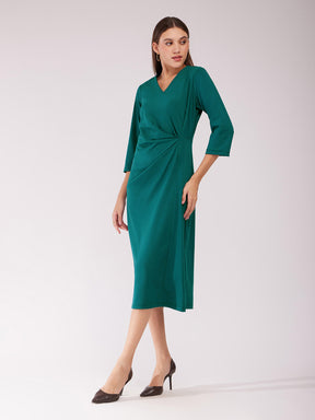 Sheath Draped Dress - Teal