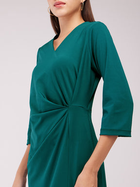 Sheath Draped Dress - Teal