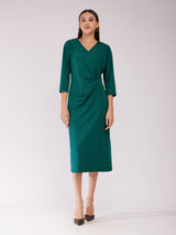 Sheath Draped Dress - Teal