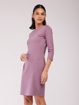 Boat Neck Bodycon Dress - Mauve