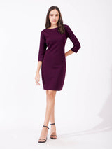 Boat Neck Bodycon Dress - Maroon