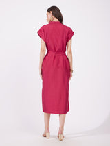 Silk Tie-Up Dress - Fuchsia