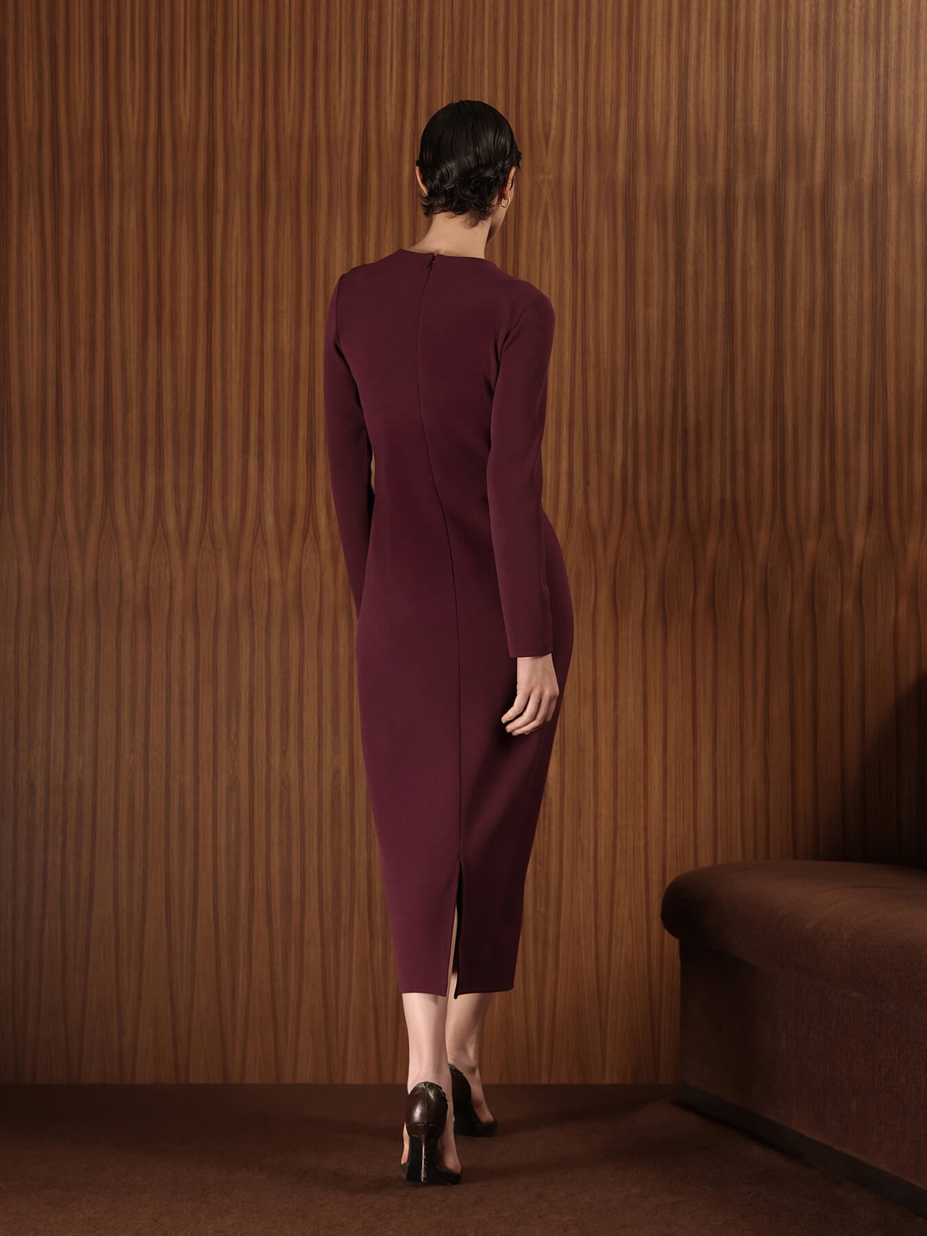 Bodycon Midi Dress - Wine