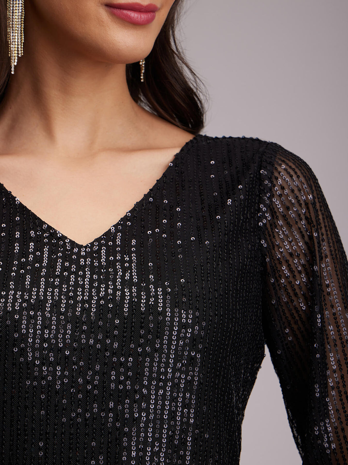 Sequin Shift Dress - Black