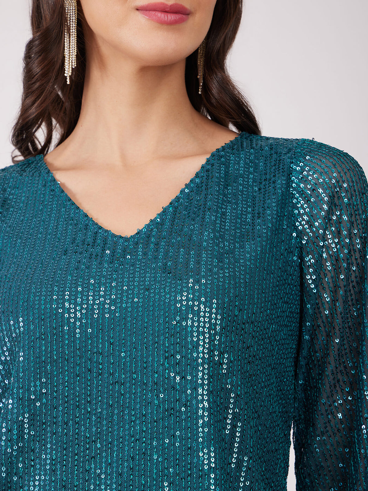 Sequin Shift Dress - Teal