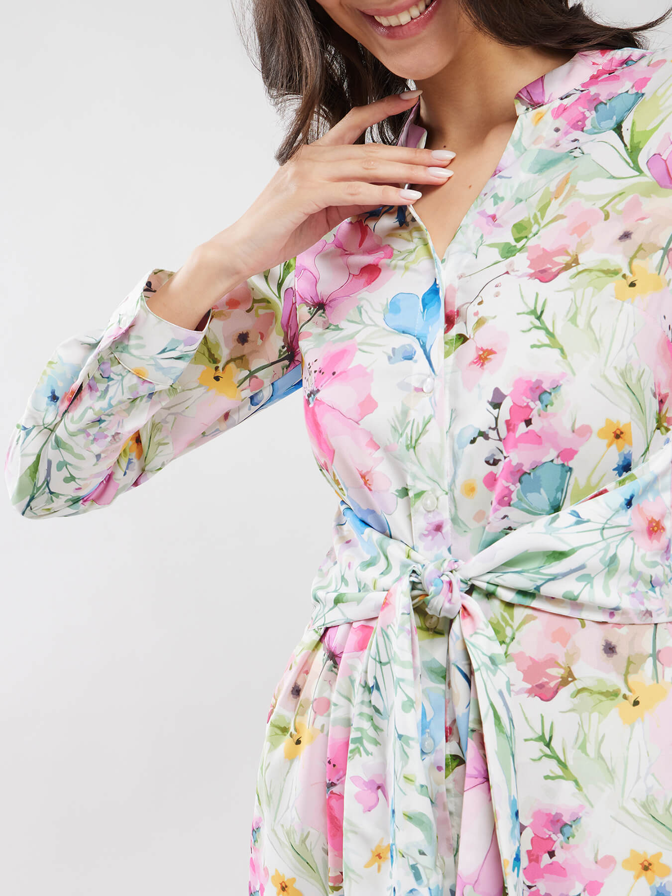 Floral Print Shirt Dress - Multicolour