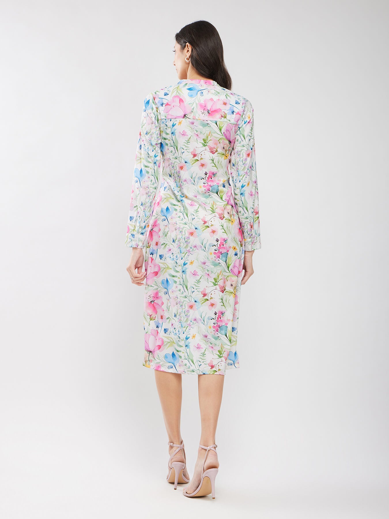 Floral Print Shirt Dress - Multicolour