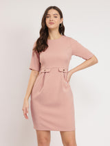 Pleated Detail Dress - Pink