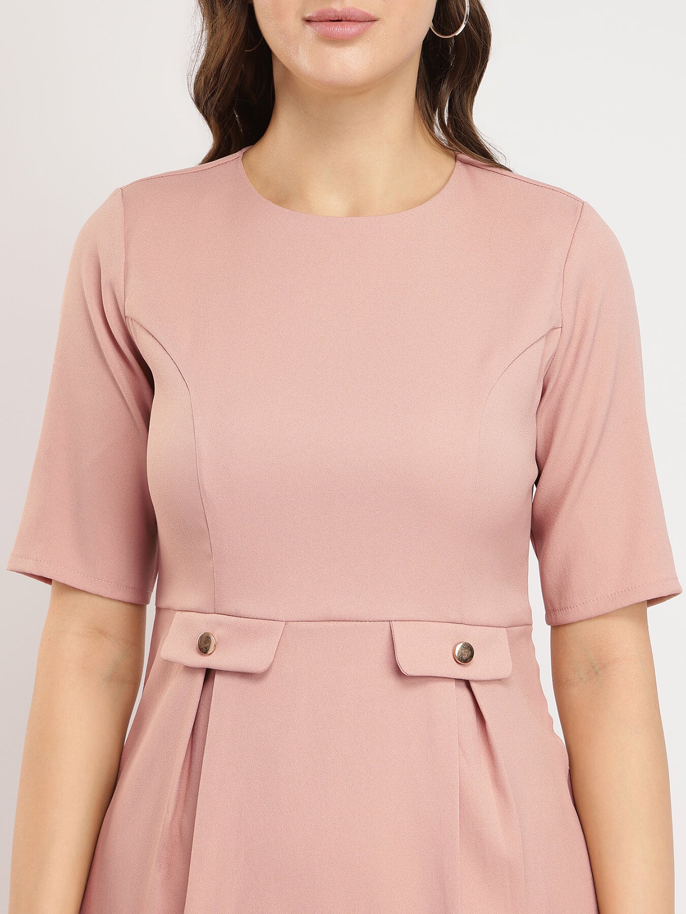 Pleated Detail Dress - Pink