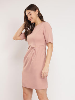 Pleated Detail Dress - Pink