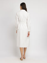 Cotton Linen Shirt Dress - White