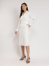 V-Neck Shirt Dress - White