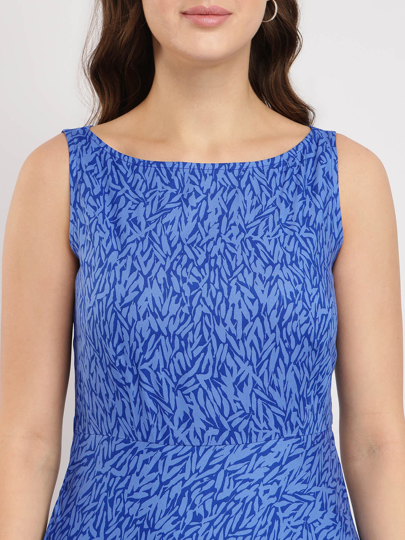 Abstract Print Midi Dress - Blue