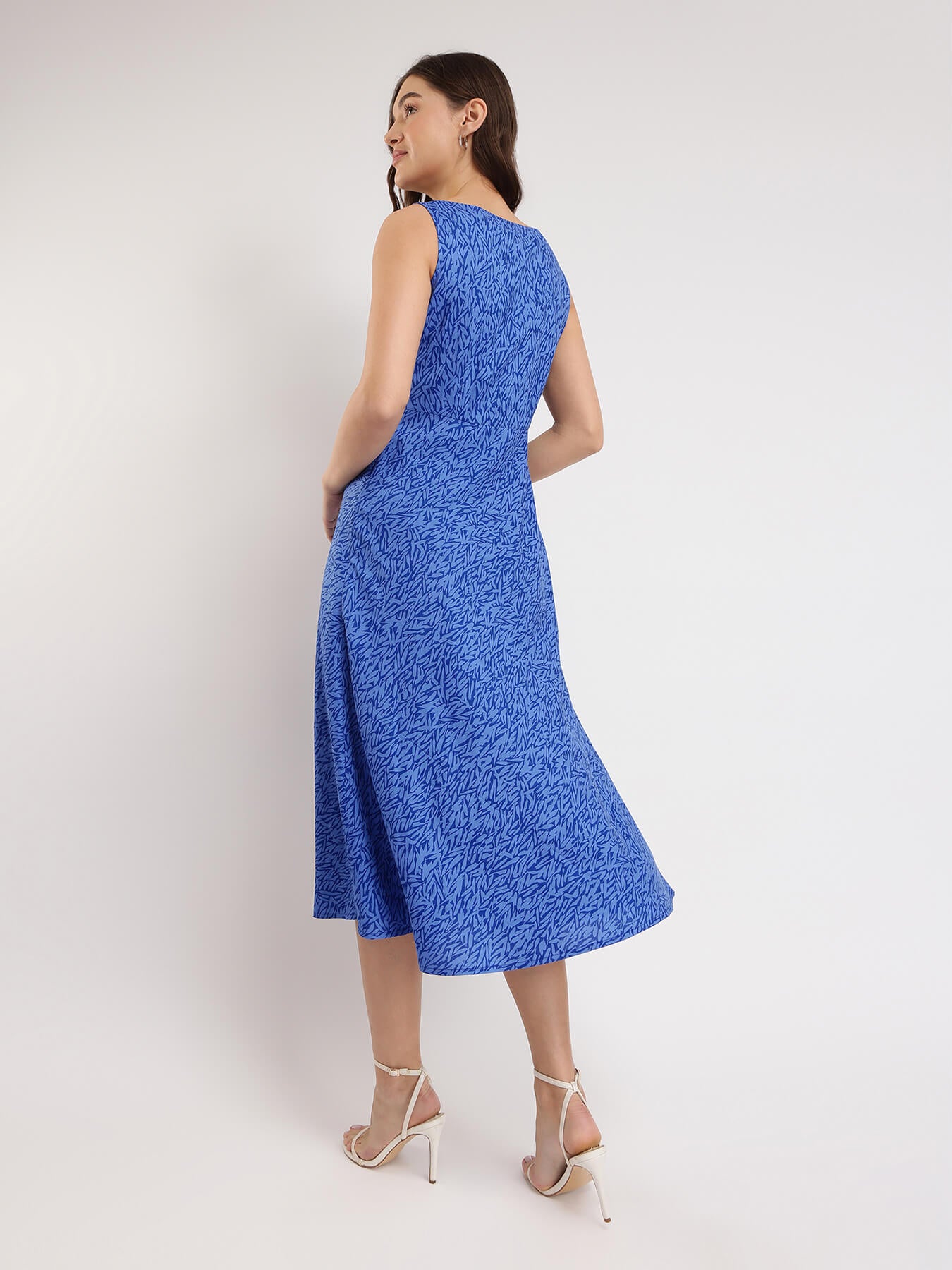 Abstract Print Midi Dress - Blue