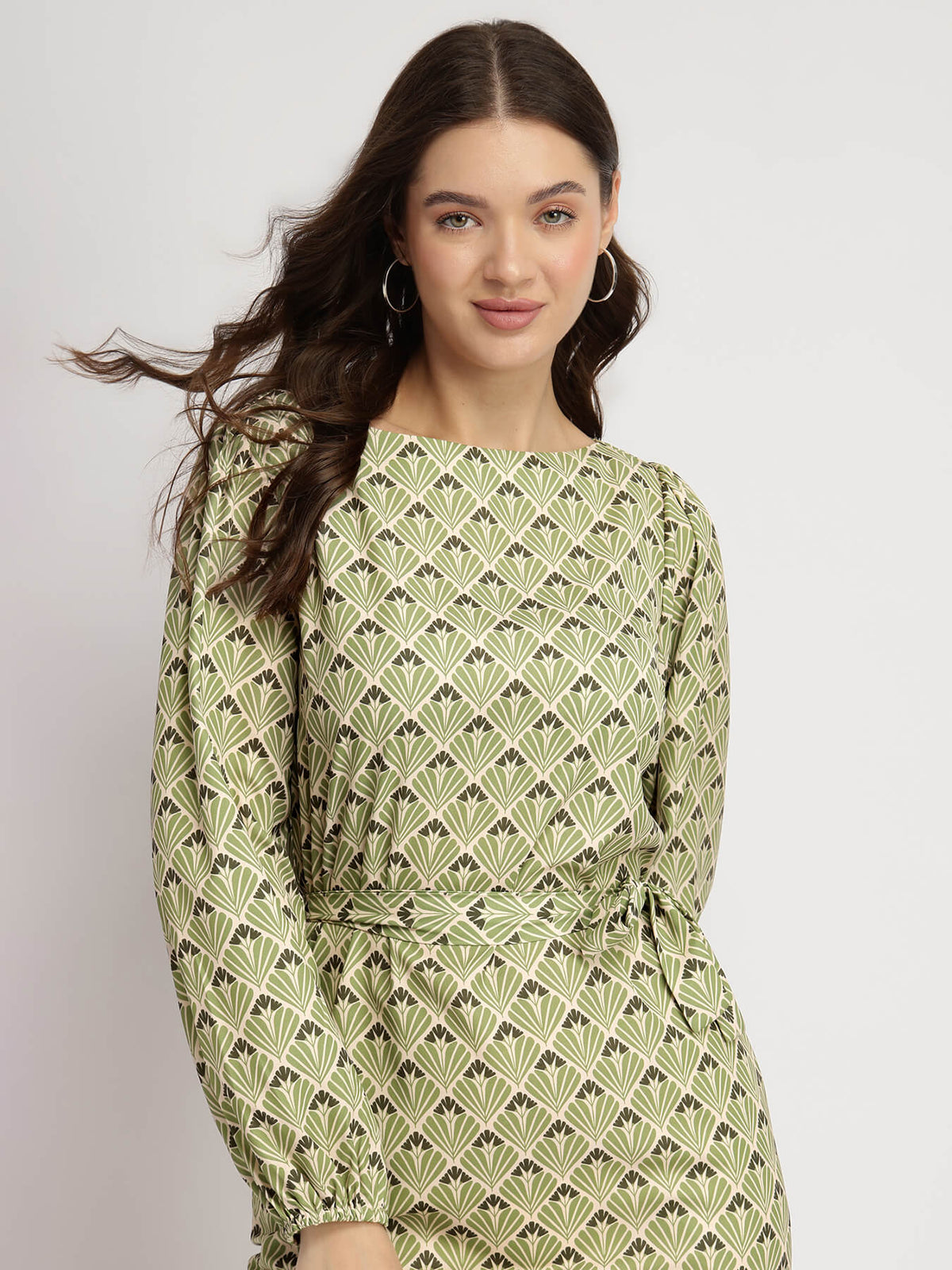 Balloon Sleeve Shift Dress - Multicolour