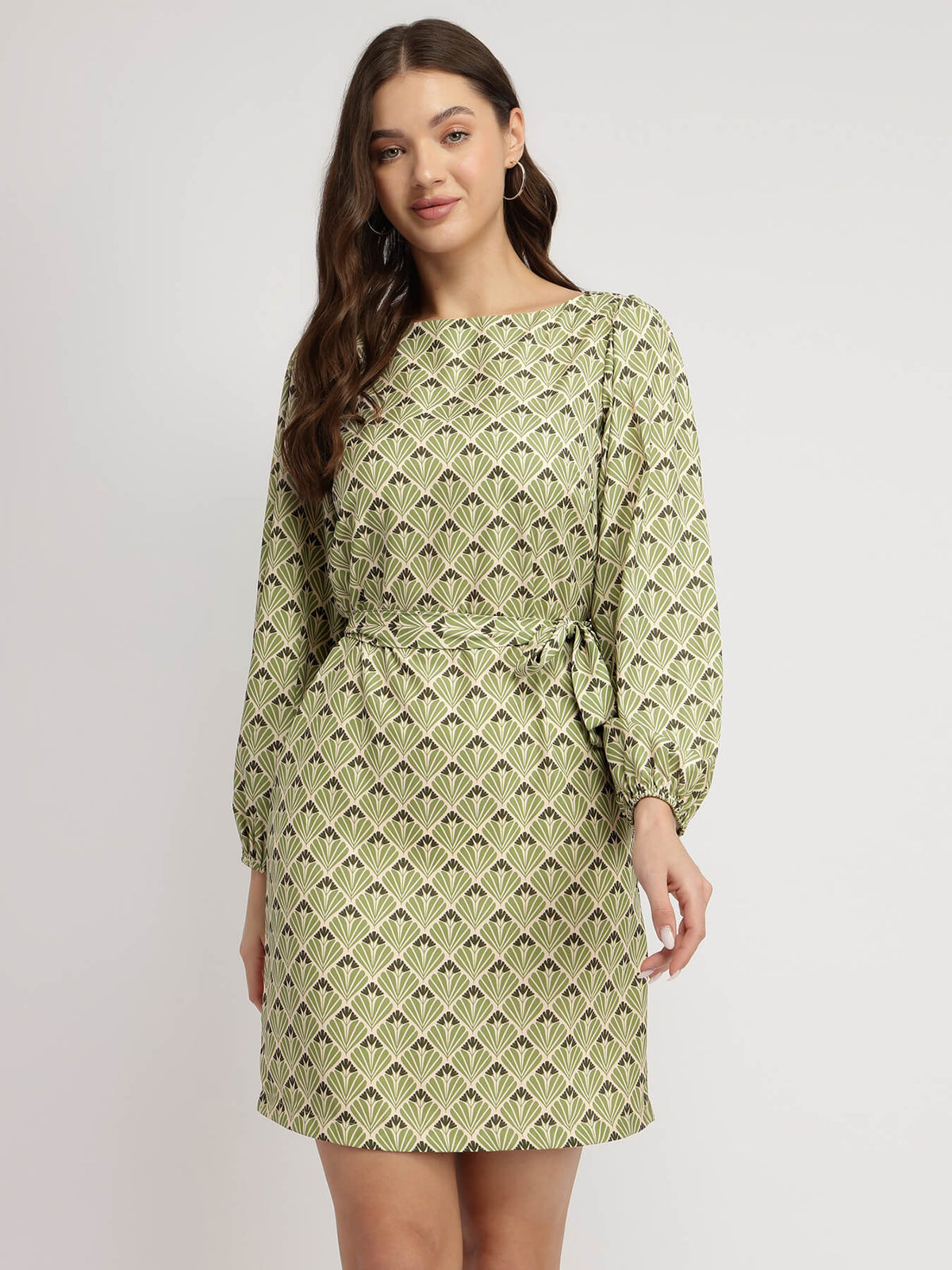 Balloon Sleeve Shift Dress - Multicolour