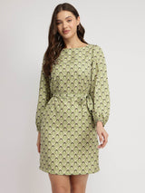 Balloon Sleeve Shift Dress - Multicolour