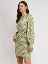 Balloon Sleeve Shift Dress - Multicolour