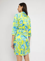 Satin Floral Wrap Dress - Green