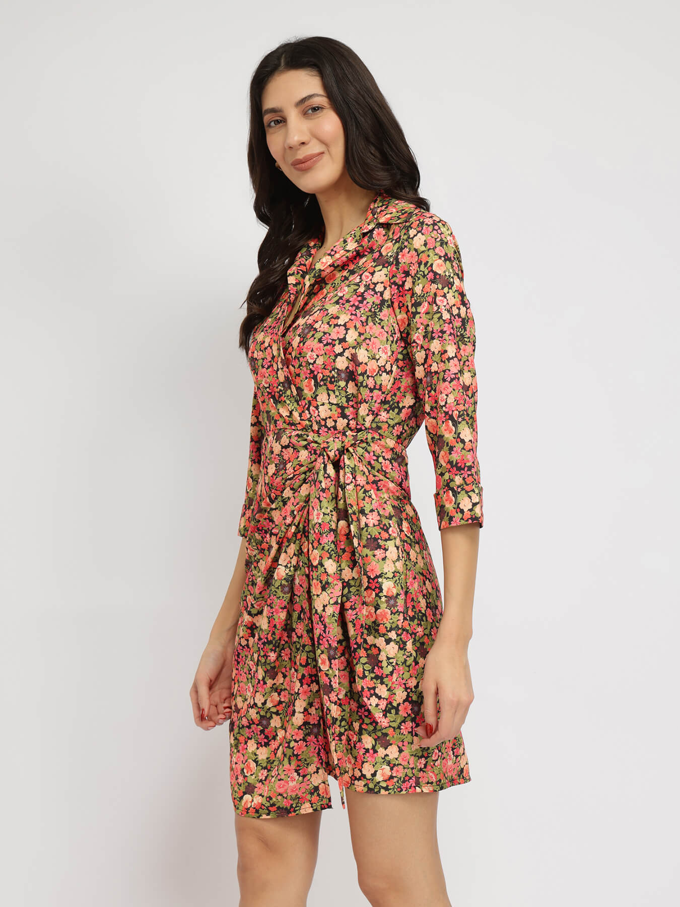 Floral Wrap Dress - Multicolour