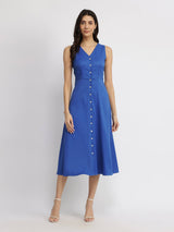 Button Down Dress - Royal Blue