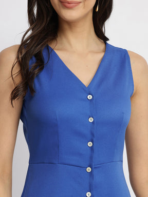 Button Down Dress - Royal Blue