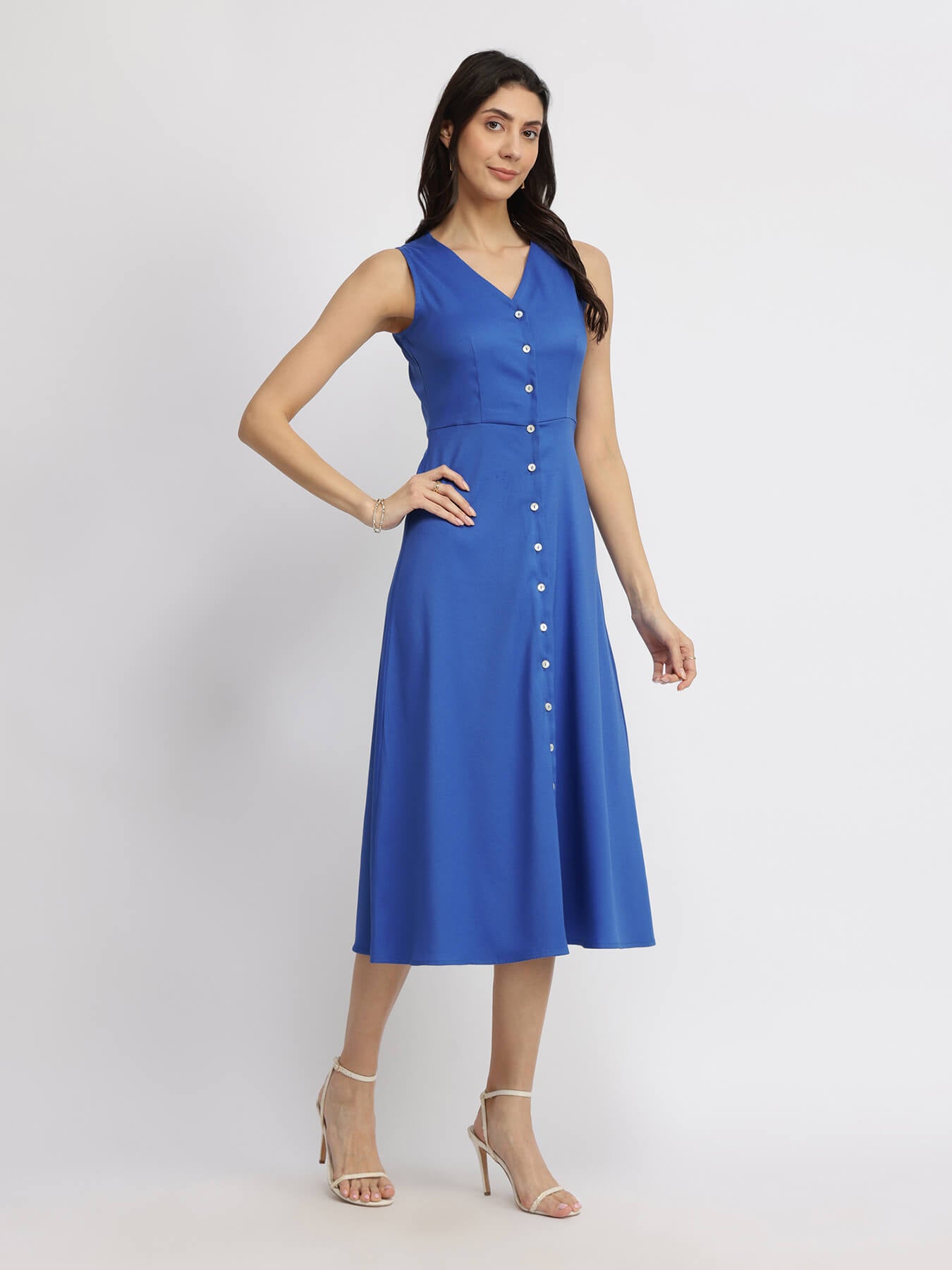 Button Down Dress - Royal Blue