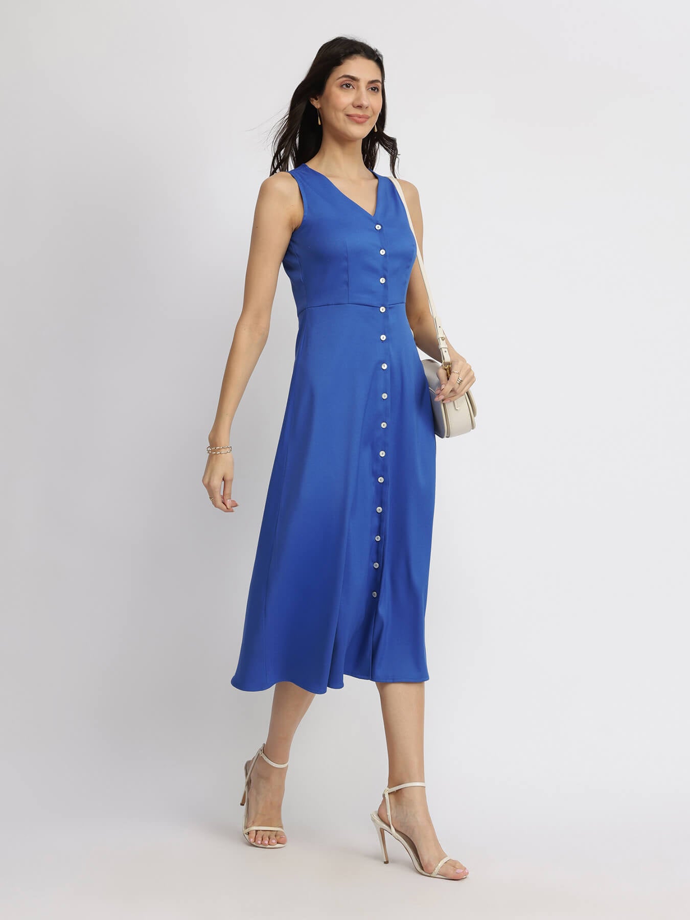 Button Down Dress - Royal Blue