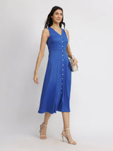 Button Down Dress - Royal Blue