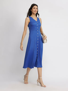 Button Down Dress - Royal Blue