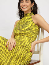 Fit And Flare Midi Dress - Yellow