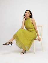 Fit And Flare Midi Dress - Yellow