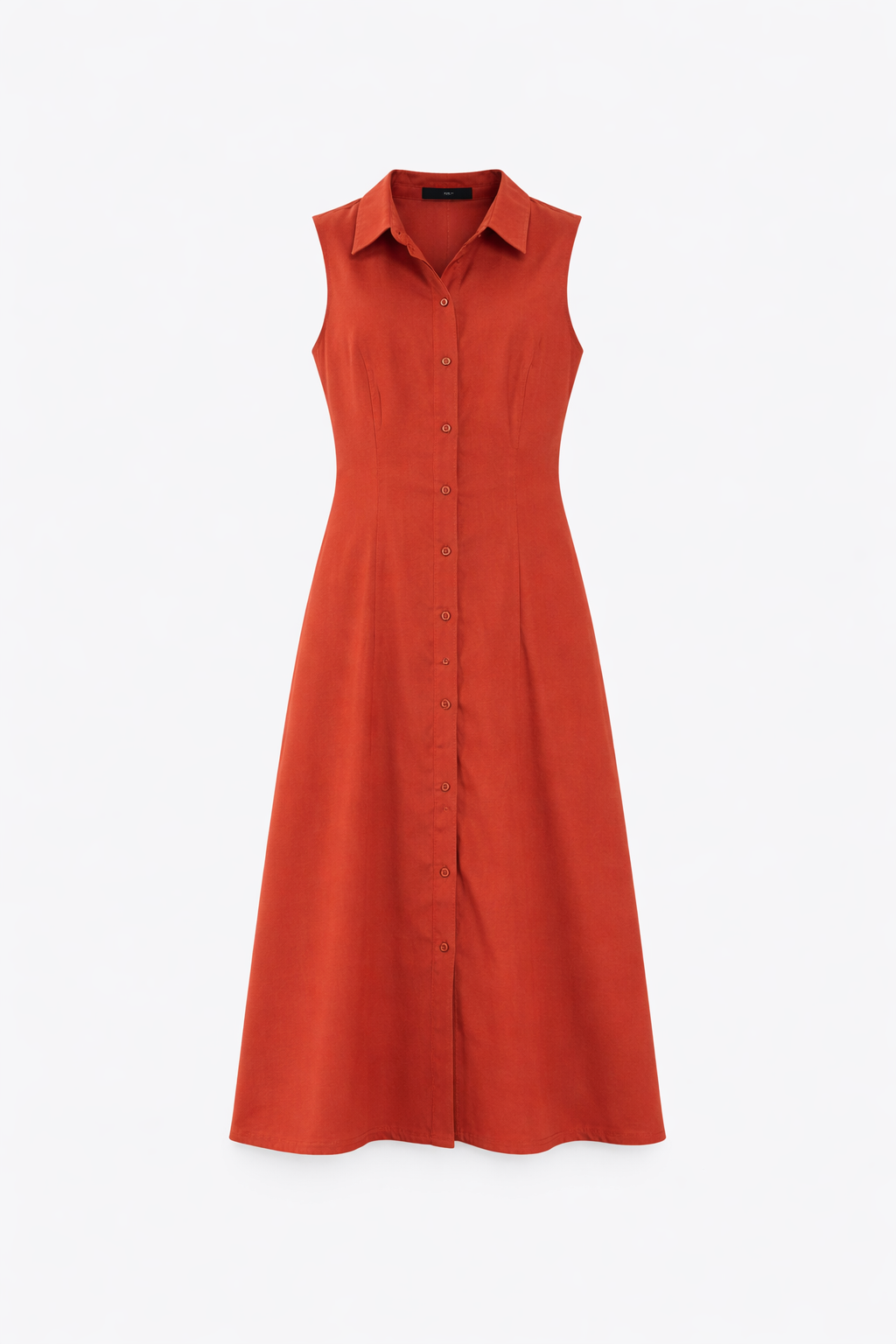 Button Down Midi Dress - Rust