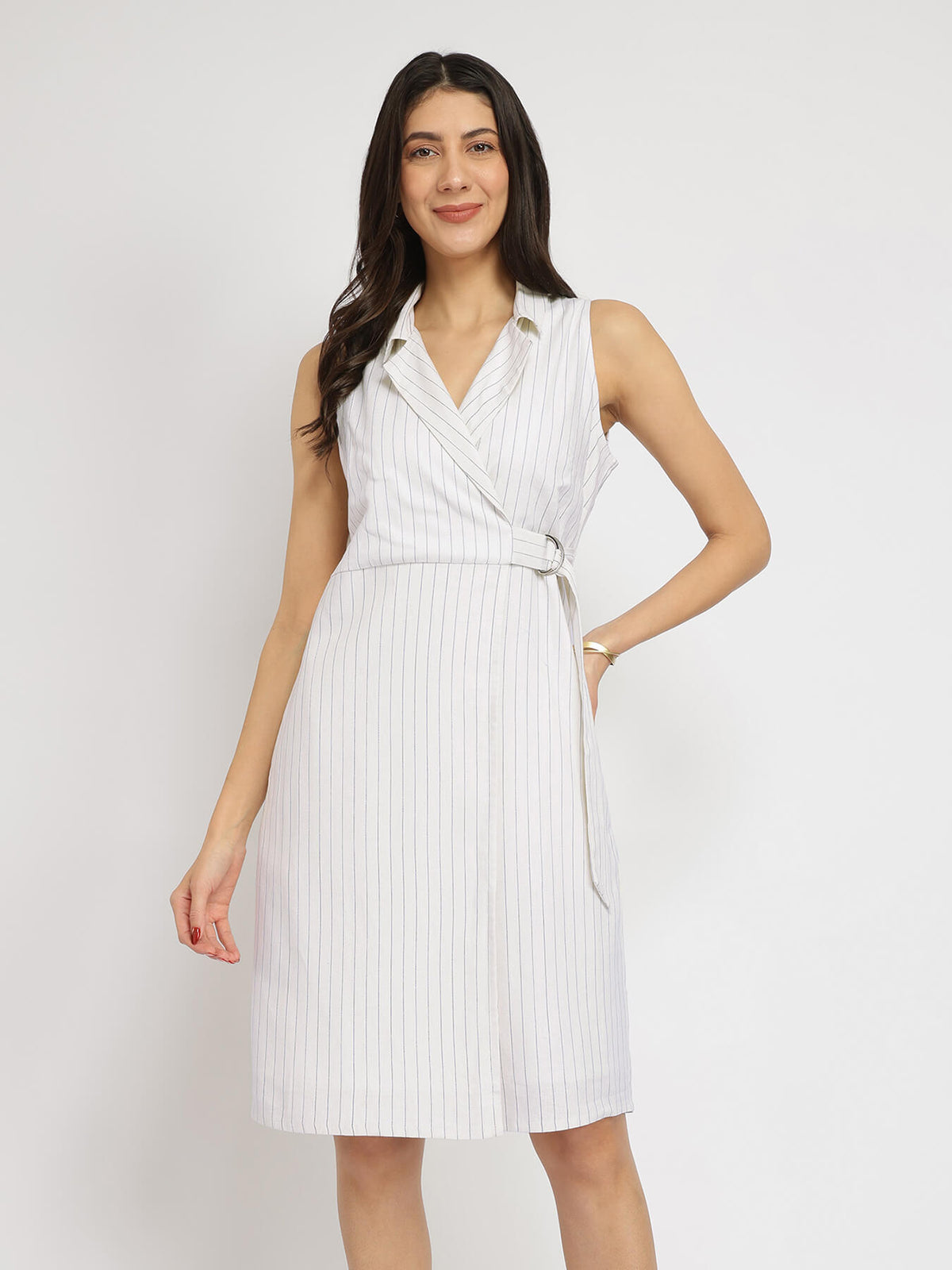 Linen Wrap Dress - White